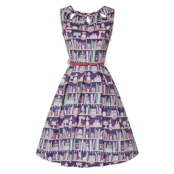 Lindy Bop Dresses & Skirts - Lindy Bop Lily Baking Bookshelf Dress Navy/Purple